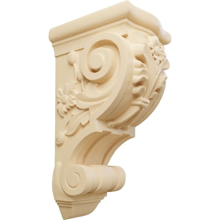 Ekena Millwork 6 1/4"W x 7 5/8"D x 14 1/8"H Large Floral Corbel, Maple COR06X07X14FLMA